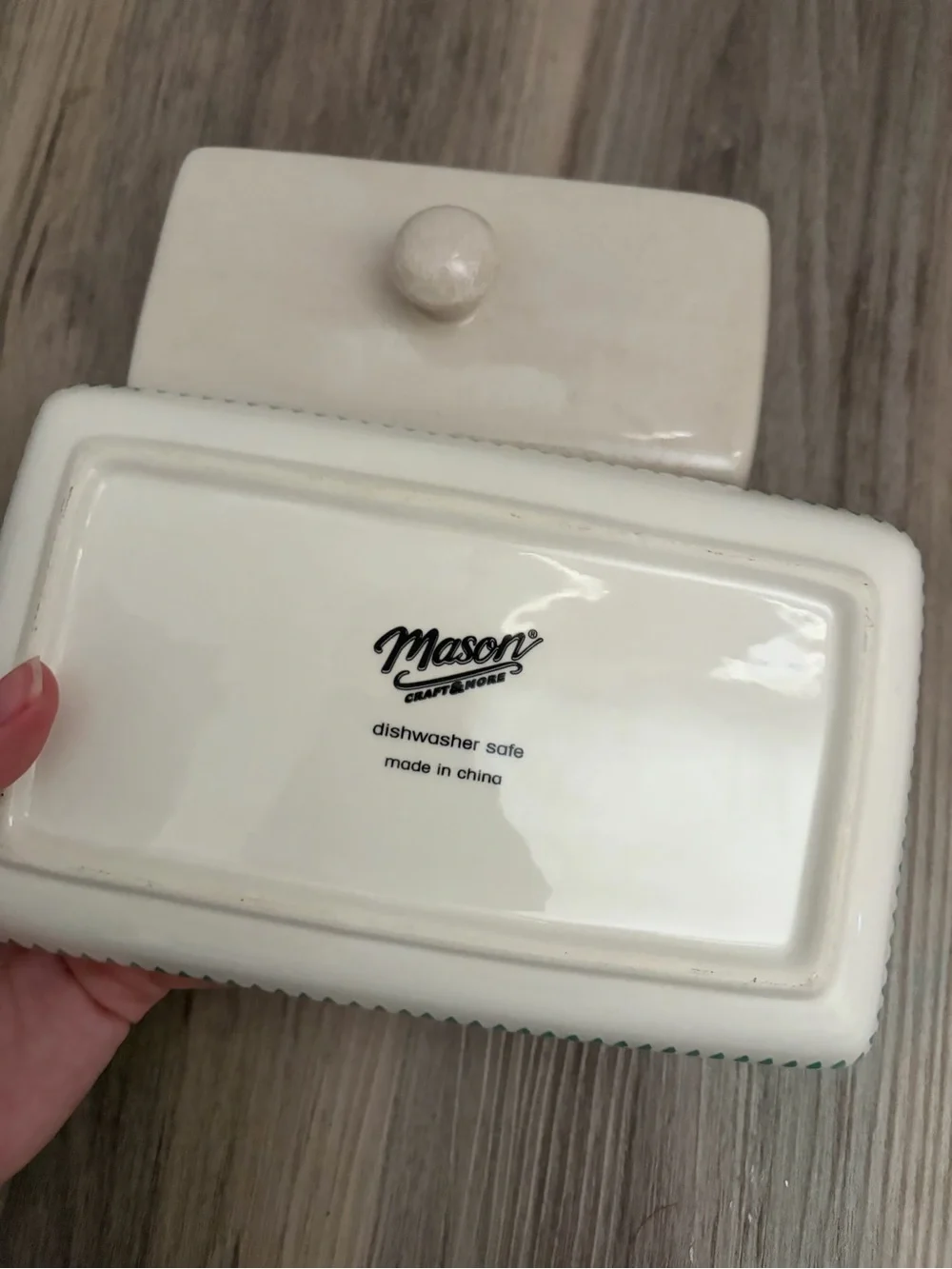 Mason Cream Butter Dish with Multicolor Leaf Motif